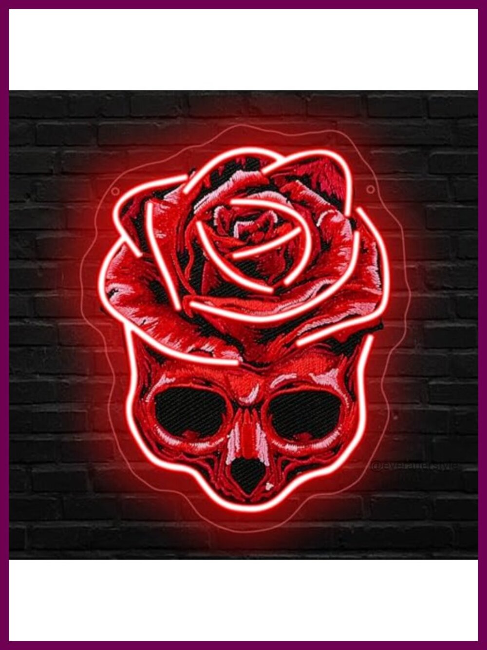 Skull Rose LED Neon Sign Wall Decor Gothic Man Cave Bar Tat